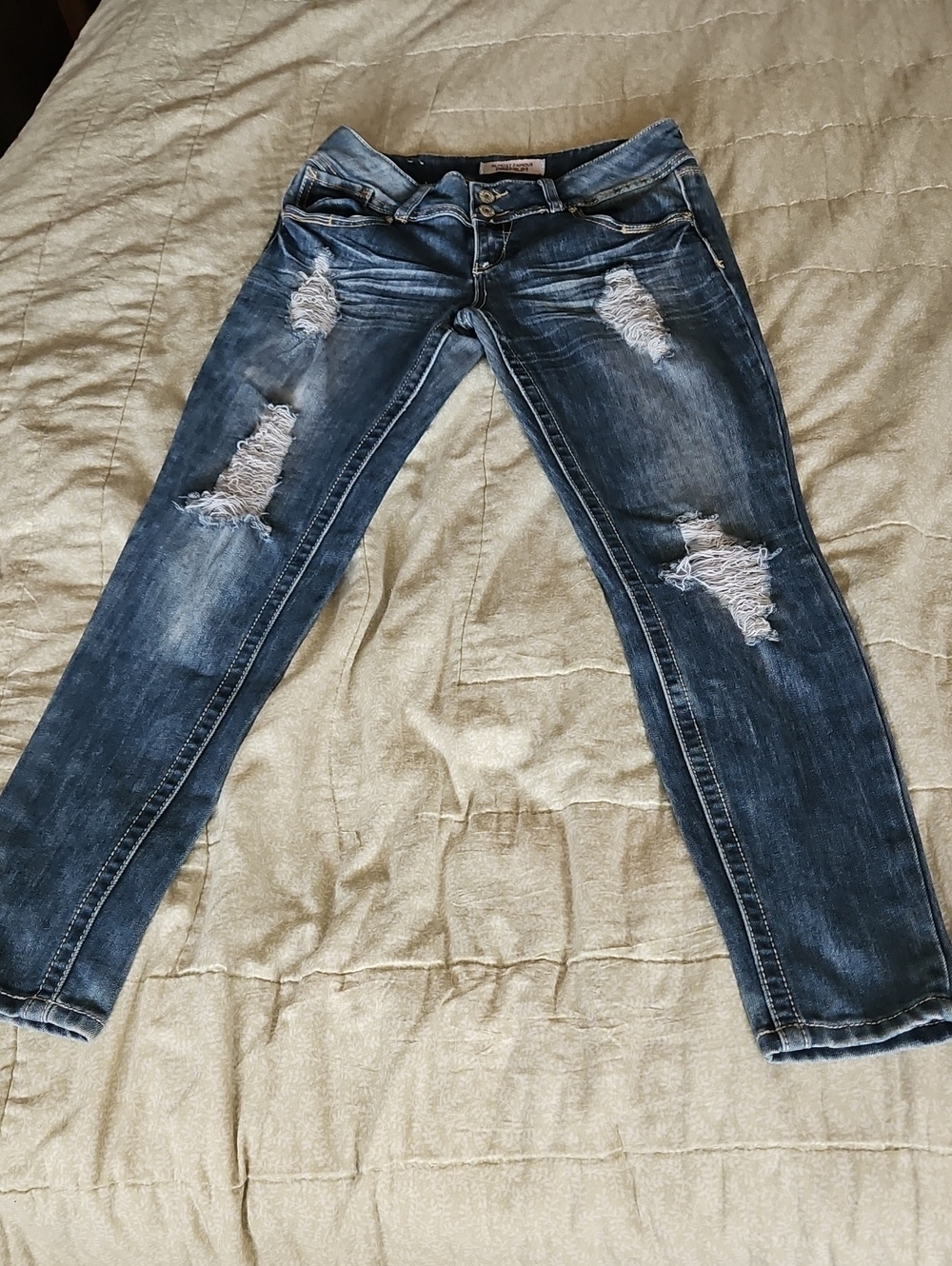Almost Famous Distressed Dark Blue Skinny Jeans